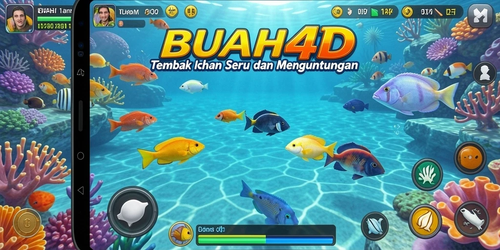 Tampilan gameplay seru dalam BUAH4D saat menembak ikan.