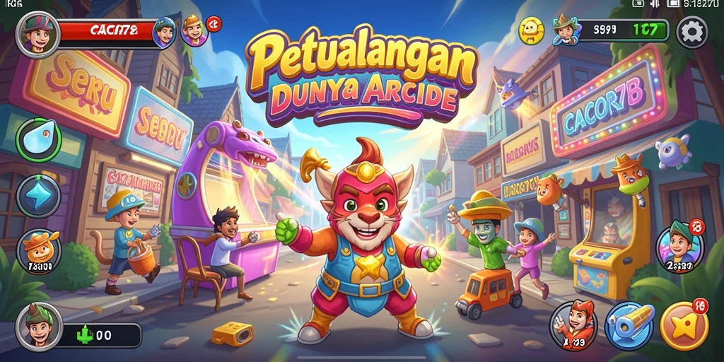 Tangkapan layar utama CACOR78 menunjukkan aksi penuh warna dalam gameplay arcade.