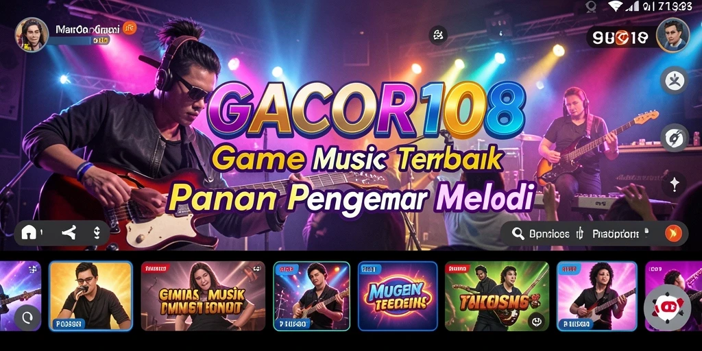 Screenshot utama GACOR108 menampilkan pemain asyik menikmati permainan musik.