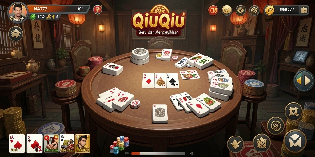 Tampilan gameplay seru dari NA777 saat bermain QiuQiu.