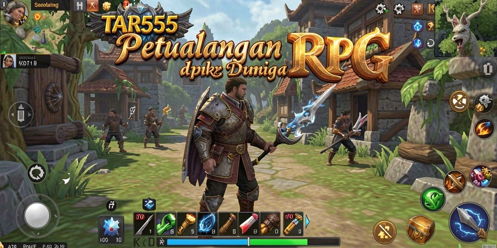 Skrinsut gameplay TAR555 yang menggambarkan pertarungan epik RPG.