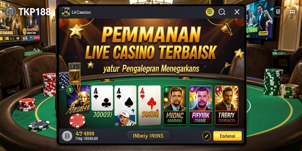Screenshot gameplay TKP188 menampilkan dealer dan pemain dalam suasana Live Casino.