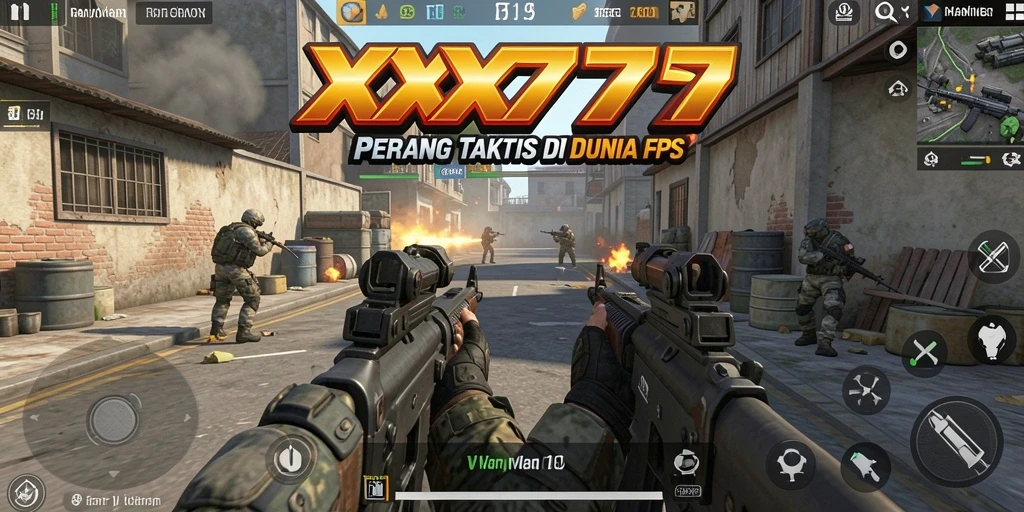 Screenshot XXX777 menampilkan aksi intens dalam permainan FPS.
